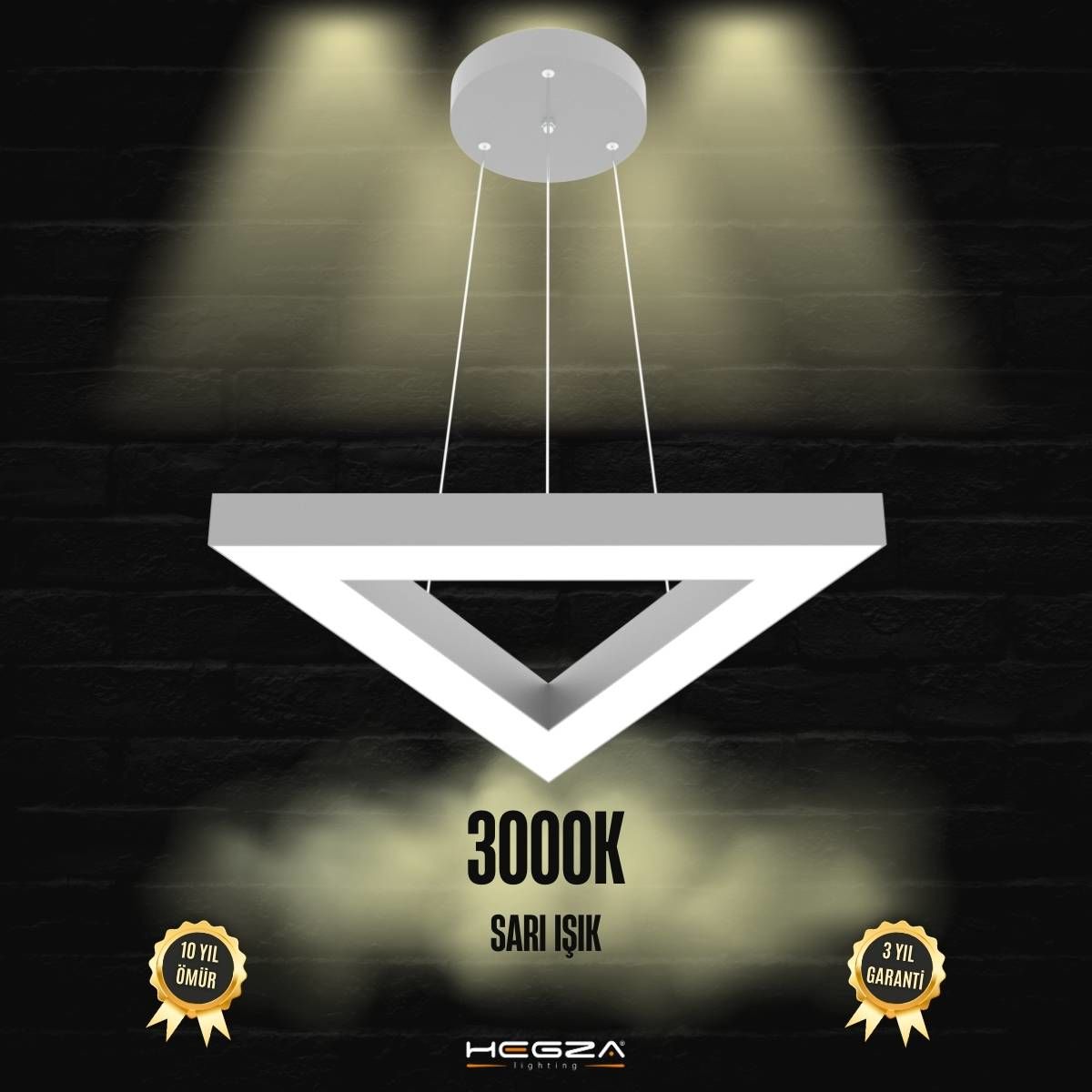 TRIAN - Modern LED Avize Gri Kasa - 3000K - Sarı Işık