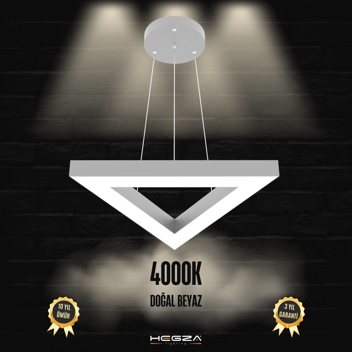 TRIAN - Modern LED Avize Gri Kasa - 4000K - Gün Işığı