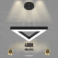 TRIAN - Modern LED Avize Siyah Kasa - 4000K - Gün Işığı