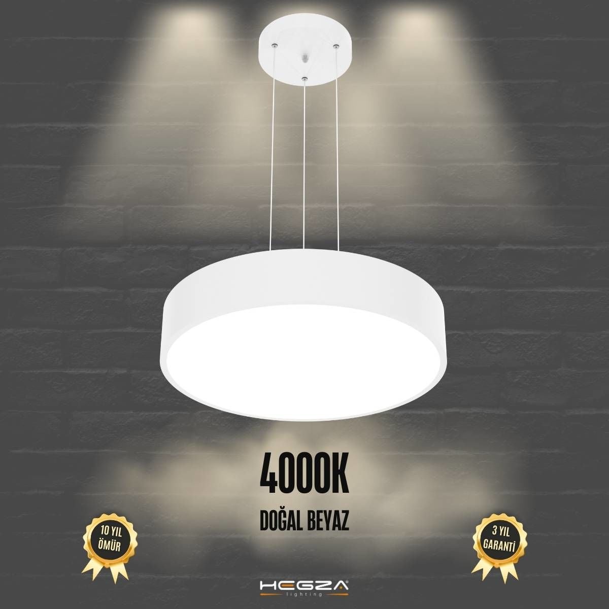 DRUM - Modern LED Avize 40 cm - Beyaz Kasa - 4000K - Gün Işığı