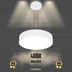 DRUM - Modern LED Avize 40 cm - Beyaz Kasa - 4000K - Gün Işığı