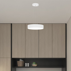 DRUM - Modern LED Avize 40 cm - Beyaz Kasa - 4000K - Gün Işığı