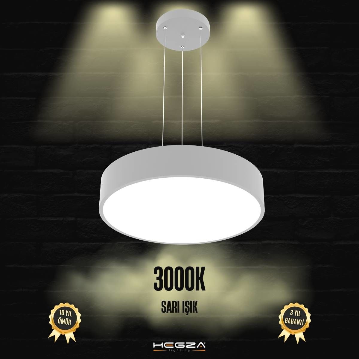 DRUM - Modern LED Avize 40 cm - Gri Kasa - 3000K - Sarı Işık