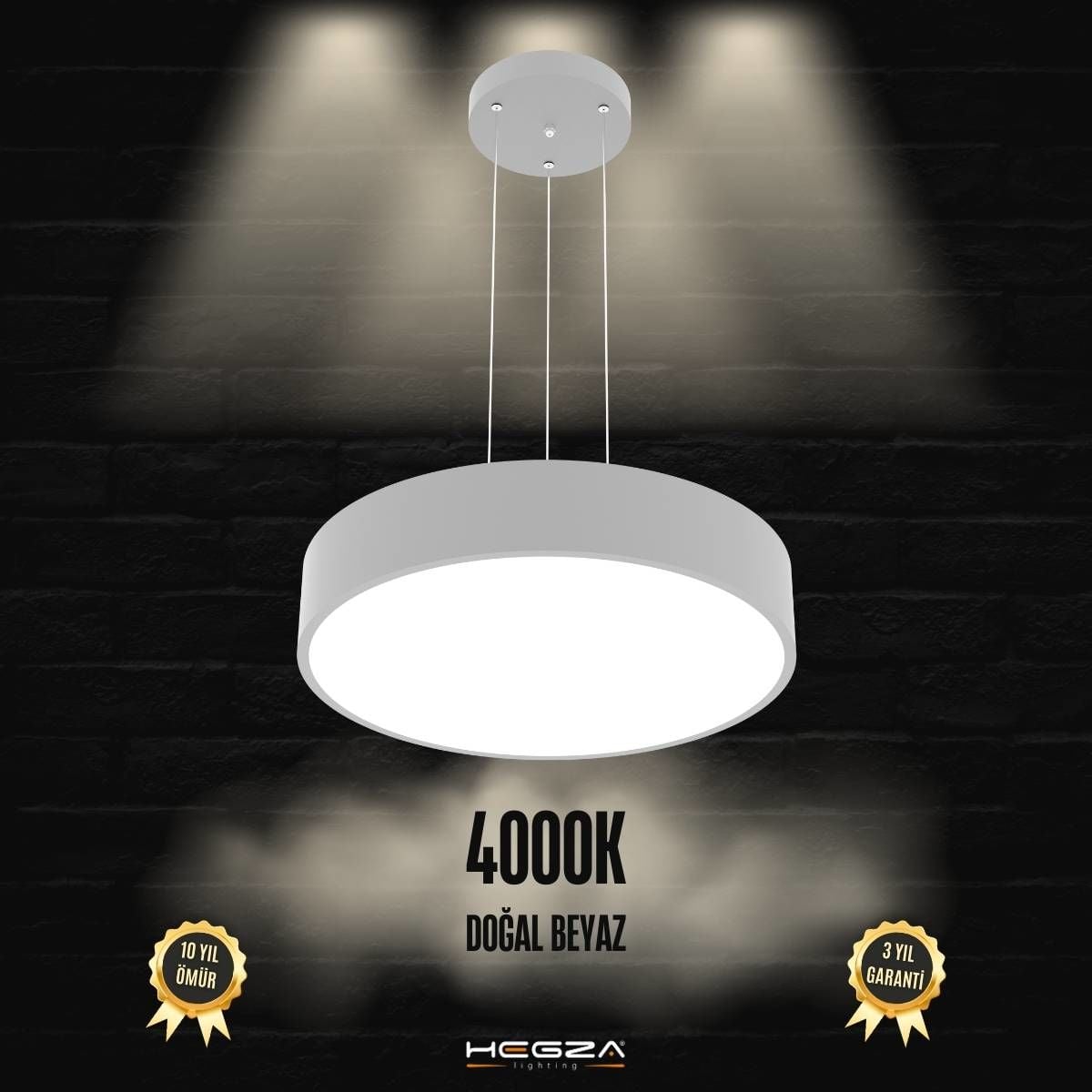 DRUM - Modern LED Avize 40 cm - Gri Kasa - 4000K - Gün Işığı