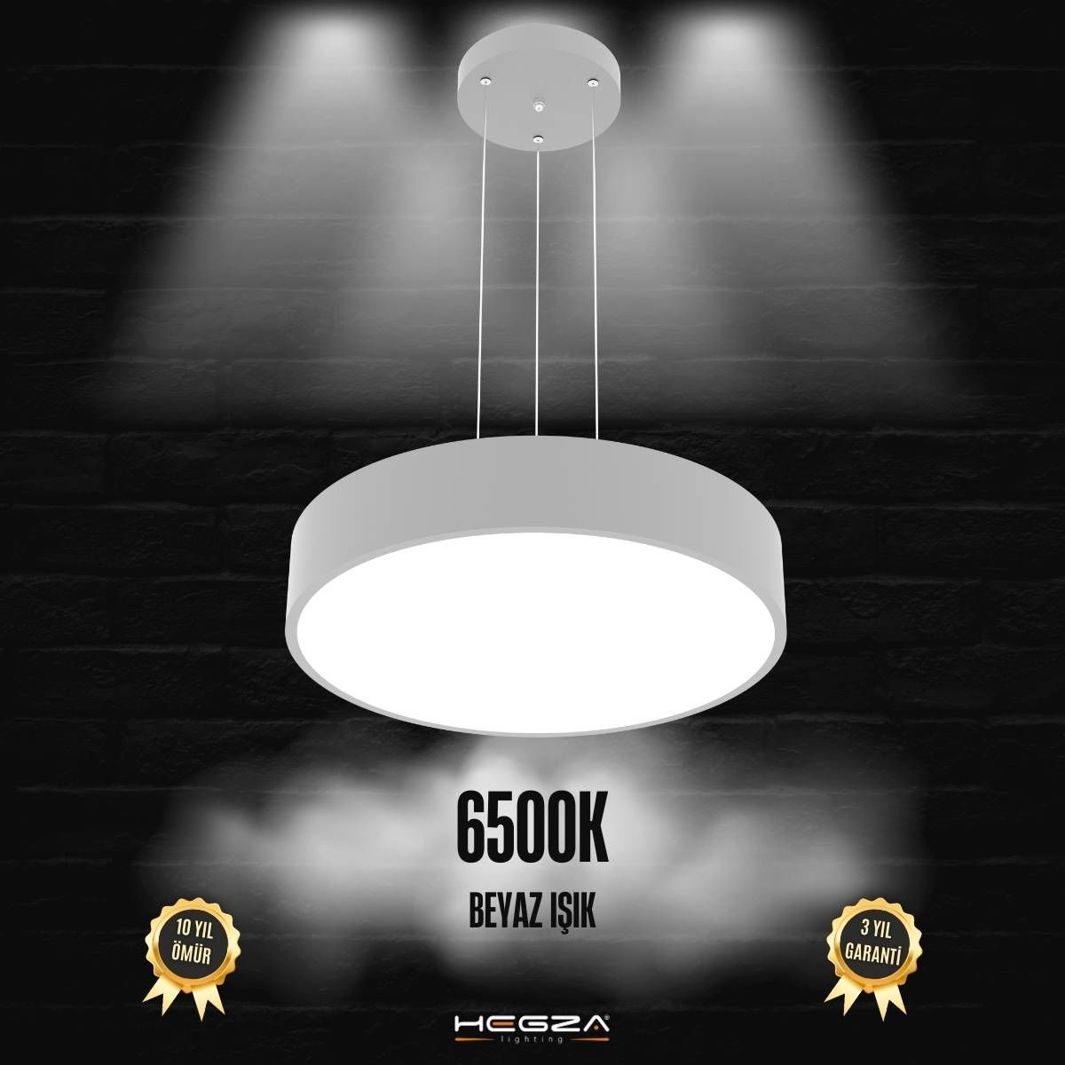 DRUM - Modern LED Avize 40 cm - Gri Kasa - 6500K - Beyaz Işık