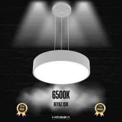 DRUM - Modern LED Avize 40 cm - Gri Kasa - 6500K - Beyaz Işık