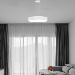 DRUM - Modern LED Avize 60 cm - Beyaz Kasa - 3000K - Sarı Işık