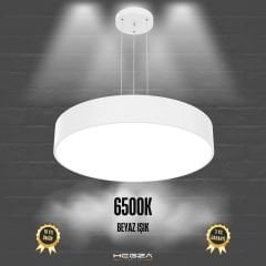 DRUM - Modern LED Avize 60 cm - Beyaz Kasa - 6500K - Beyaz Işık