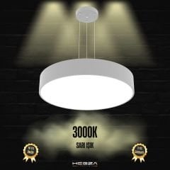 DRUM - Modern LED Avize 60 cm - Gri Kasa - 3000K - Sarı Işık