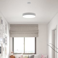 DRUM - Modern LED Avize 60 cm - Gri Kasa - 3000K - Sarı Işık