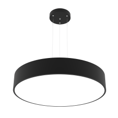 DRUM - Modern LED Avize 60 cm - Siyah Kasa - 6500K - Beyaz Işık