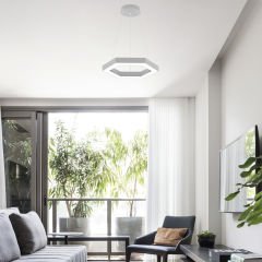 HEXAGON - Modern LED Avize Gri Kasa - 3000K - Sarı Işık