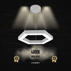 HEXAGON - Modern LED Avize Gri Kasa - 4000K - Gün Işığı