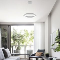 HEXAGON - Modern LED Avize Gri Kasa - 6500K - Beyaz Işık