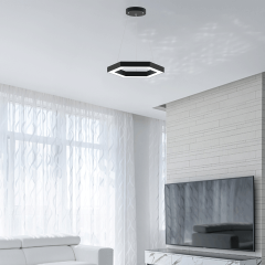 HEXAGON - Modern LED Avize Siyah Kasa - 6500K - Beyaz Işık