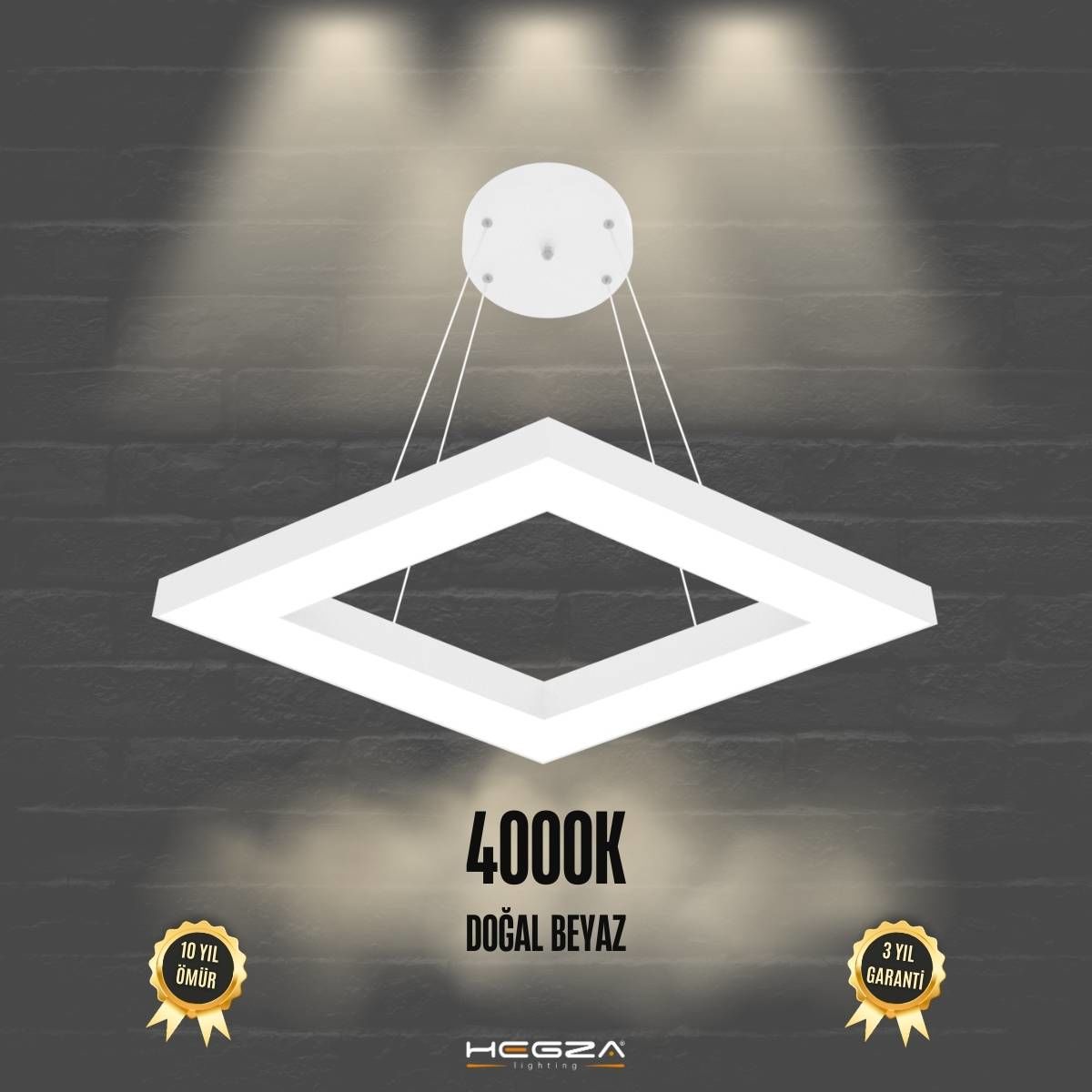 ROMBO - Modern LED Avize Beyaz Kasa - 4000K - Gün Işığı