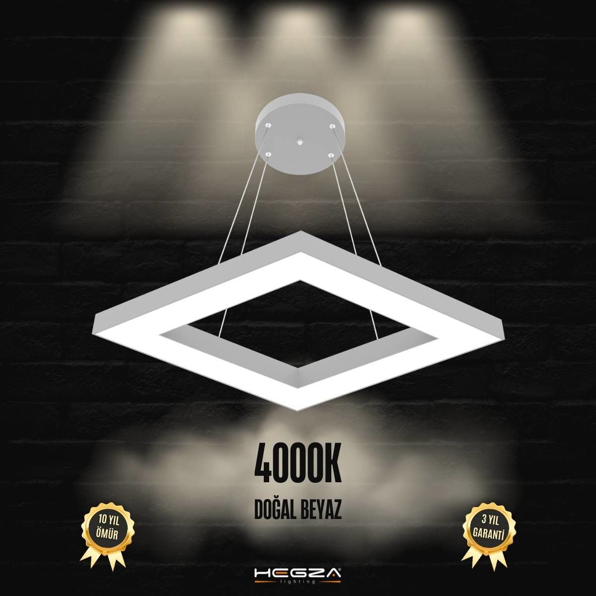 ROMBO - Modern LED Avize Gri Kasa - 4000K - Gün Işığı