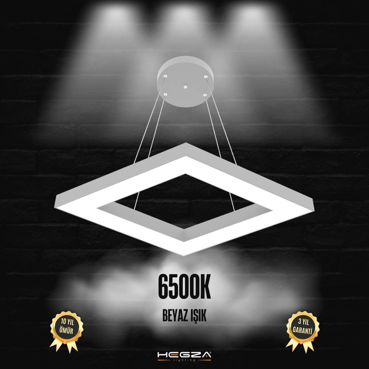 ROMBO - Modern LED Avize Gri Kasa - 6500K - Beyaz Işık