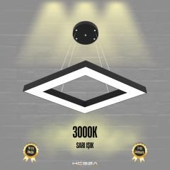 ROMBO - Modern LED Avize Siyah Kasa - 3000K - Sarı Işık