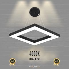 ROMBO - Modern LED Avize Siyah Kasa - 4000K - Gün Işığı