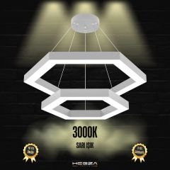 HEXAGON PIRAMIT - Modern LED Avize Gri Kasa - 3000K - Sarı Işık