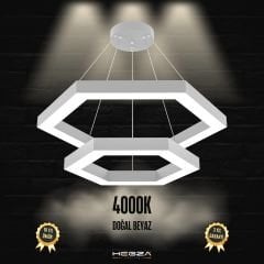 HEXAGON PIRAMIT - Modern LED Avize Gri Kasa - 4000K - Gün Işığı