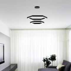HEXAGON PIRAMIT - Modern LED Avize Siyah Kasa - 3000K - Sarı Işık