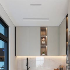 LINEER - Modern LED Avize 120 cm - Siyah Kasa - 3000K - Sarı Işık