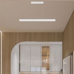 LINEER - Modern LED Avize 100 cm - Beyaz Kasa - 4000K - Gün Işığı