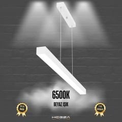 LINEER - Modern LED Avize 100 cm - Beyaz Kasa - 6500K - Beyaz Işık