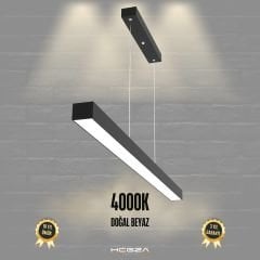 LINEER - Modern LED Avize 100 cm - Siyah Kasa - 4000K - Gün Işığı