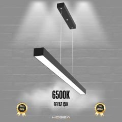 LINEER - Modern LED Avize 100 cm - Siyah Kasa - 6500K - Beyaz Işık