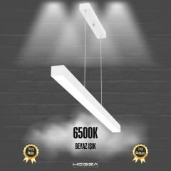 LINEER - Modern LED Avize 120 cm - Beyaz Kasa - 6500K - Beyaz Işık