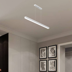 LINEER - Modern LED Avize 120 cm - Beyaz Kasa - 6500K - Beyaz Işık