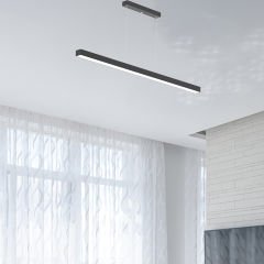 LINEER - Modern LED Avize 120 cm - Siyah Kasa - 4000K - Gün Işığı