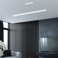 LINEER - Modern LED Avize 150 cm - Beyaz Kasa - 6500K - Beyaz Işık