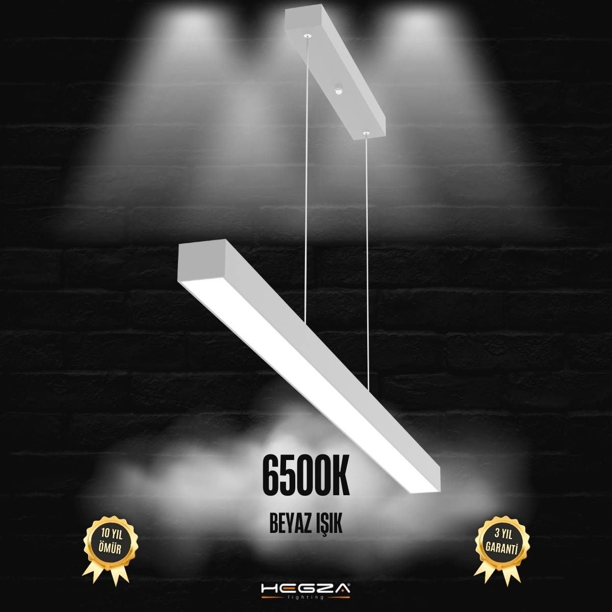 LINEER - Modern LED Avize 150 cm - Gri Kasa - 6500K - Beyaz Işık