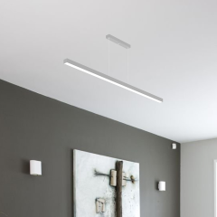 LINEER - Modern LED Avize 150 cm - Gri Kasa - 6500K - Beyaz Işık