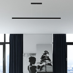 LINEER - Modern LED Avize 150 cm - Siyah Kasa - 3000K - Sarı Işık
