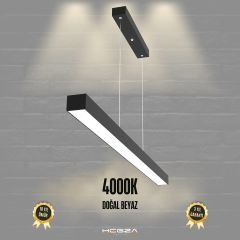 LINEER - Modern LED Avize 150 cm - Siyah Kasa - 4000K - Gün Işığı
