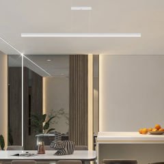 LINEER - Modern LED Avize 200 cm - Beyaz Kasa - 3000K - Sarı Işık