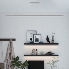 LINEER - Modern LED Avize 200 cm - Gri Kasa - 4000K - Gün Işığı