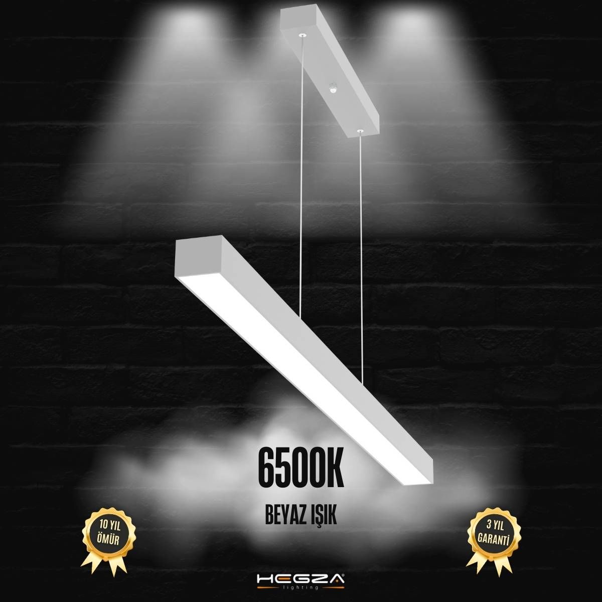 LINEER - Modern LED Avize 200 cm - Gri Kasa - 6500K - Beyaz Işık
