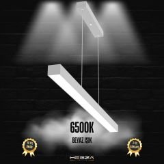 LINEER - Modern LED Avize 200 cm - Gri Kasa - 6500K - Beyaz Işık