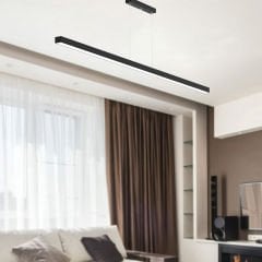 LINEER - Modern LED Avize 200 cm - Siyah Kasa - 4000K - Gün Işığı