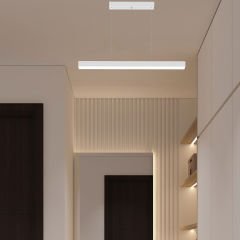 LINEER - Modern LED Avize 80 cm - Beyaz Kasa - 6500K - Beyaz Işık