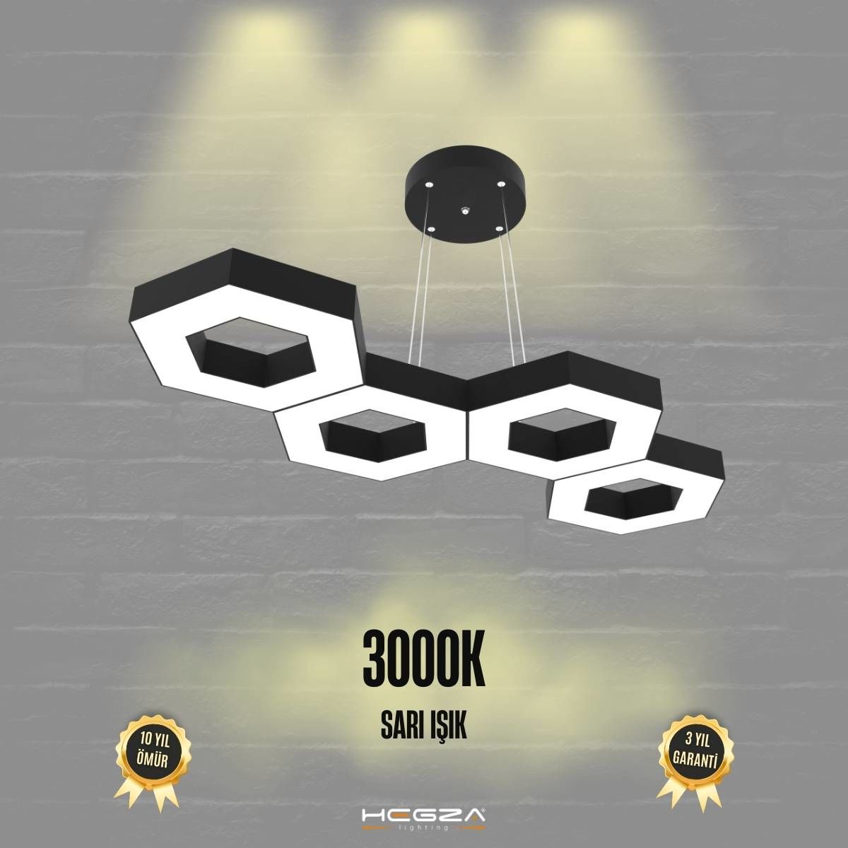 CATENA - Modern LED Avize Siyah Kasa - 3000K - Sarı Işık