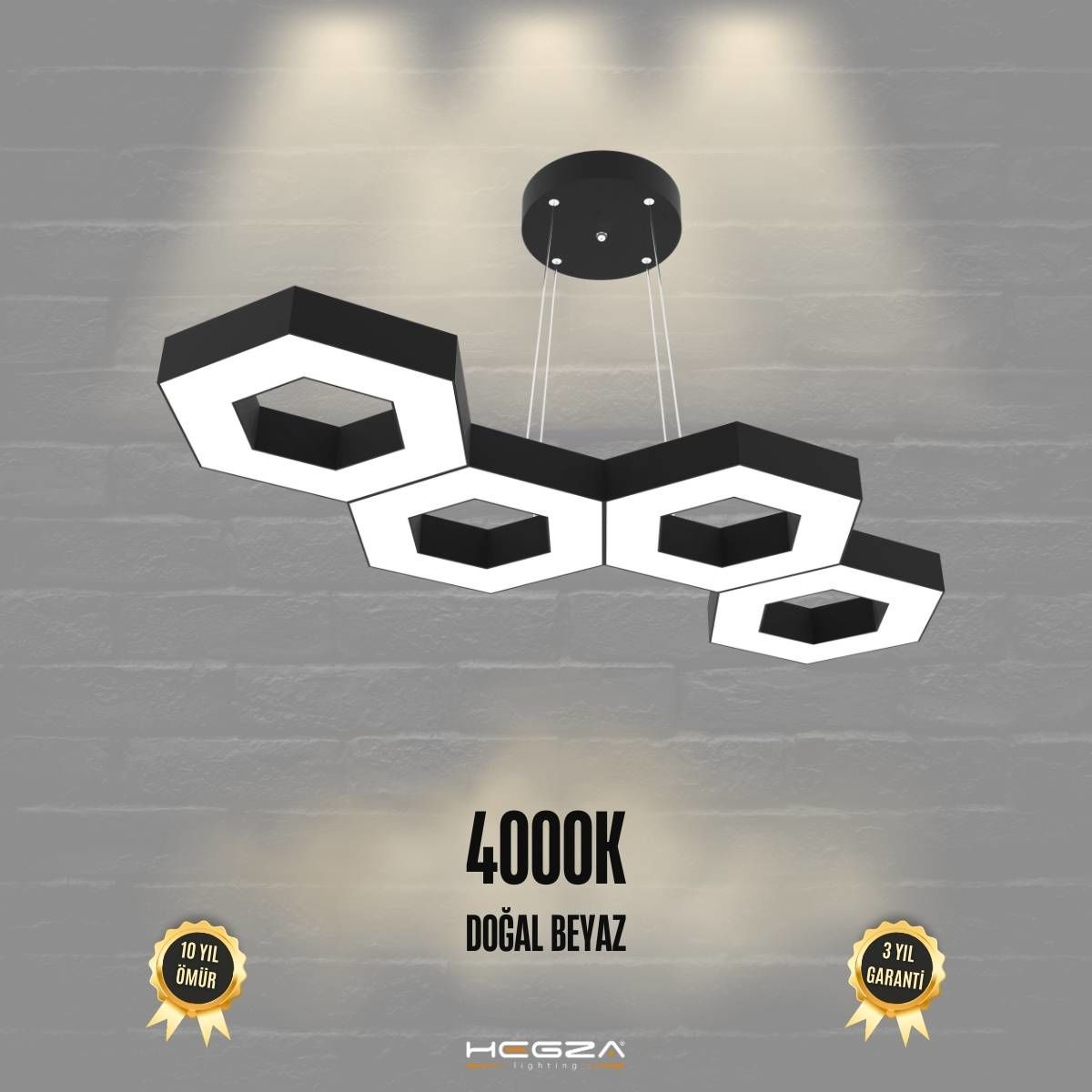 CATENA - Modern LED Avize Siyah Kasa - 4000K - Gün Işığı