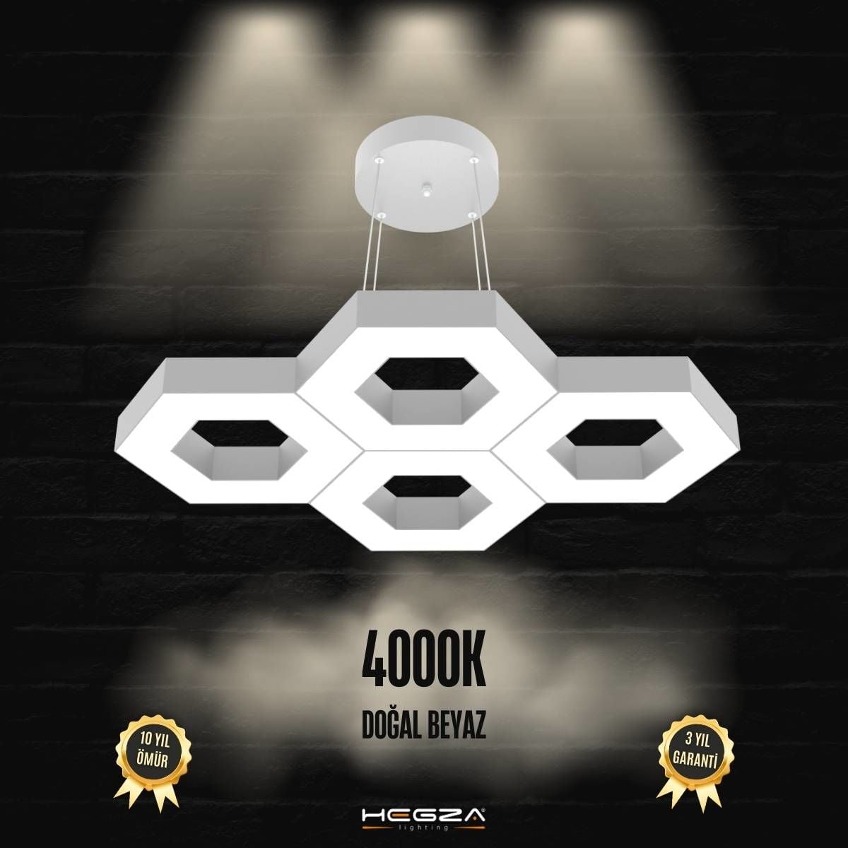 STELLA - Modern LED Avize Gri Kasa - 4000K - Gün Işığı