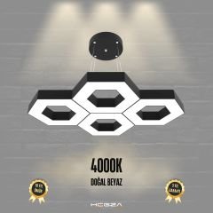 STELLA - Modern LED Avize Siyah Kasa - 4000K - Gün Işığı